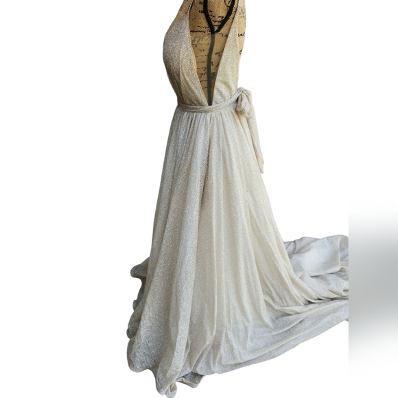 Milla Gold Sparkle Formal Maxi Dress Gown Size M - Picture 4 of 11
